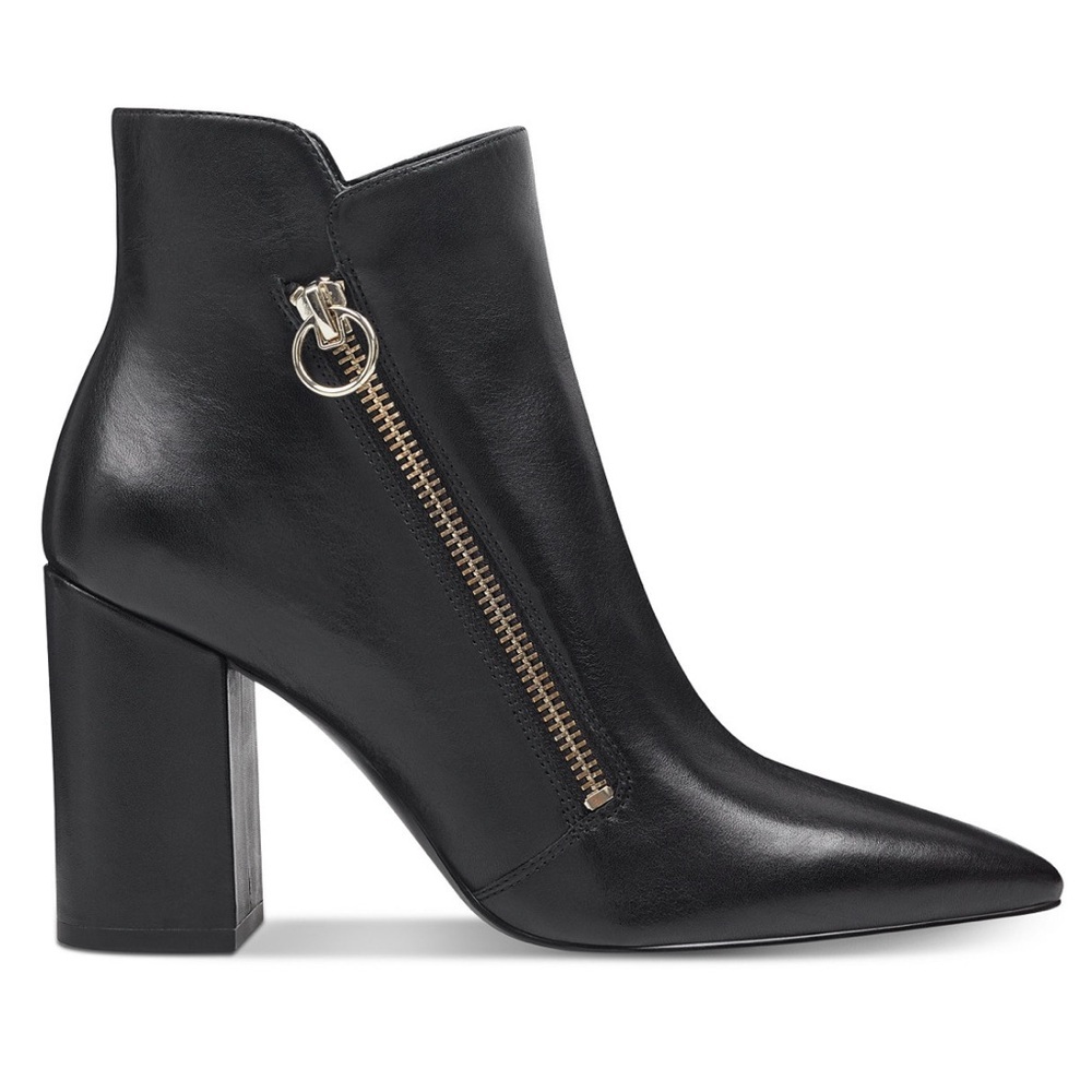 Nine West Black Ankle Boots with Gold Zipper